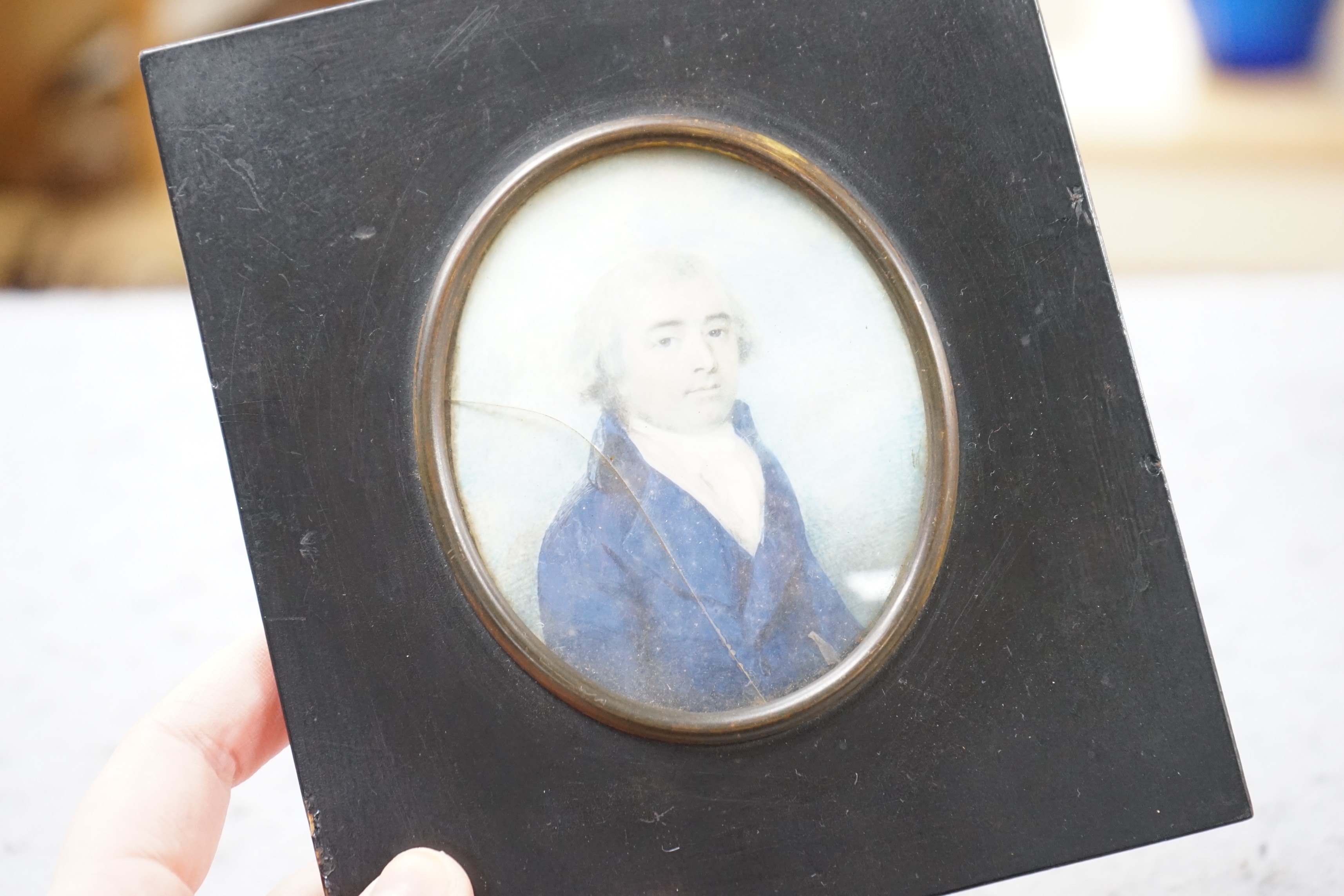 A selection of three watercolour portrait miniatures on ivory relating to the Potenger Family